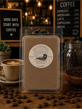 Hand Crafted “Coffee” Scented Wax Melts/Coconut Soy Wax Seashells